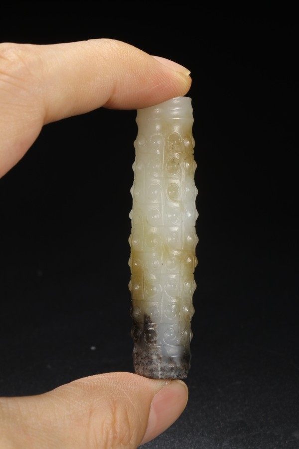 清代和田玉勒子尺寸长58cm直径14cm重2