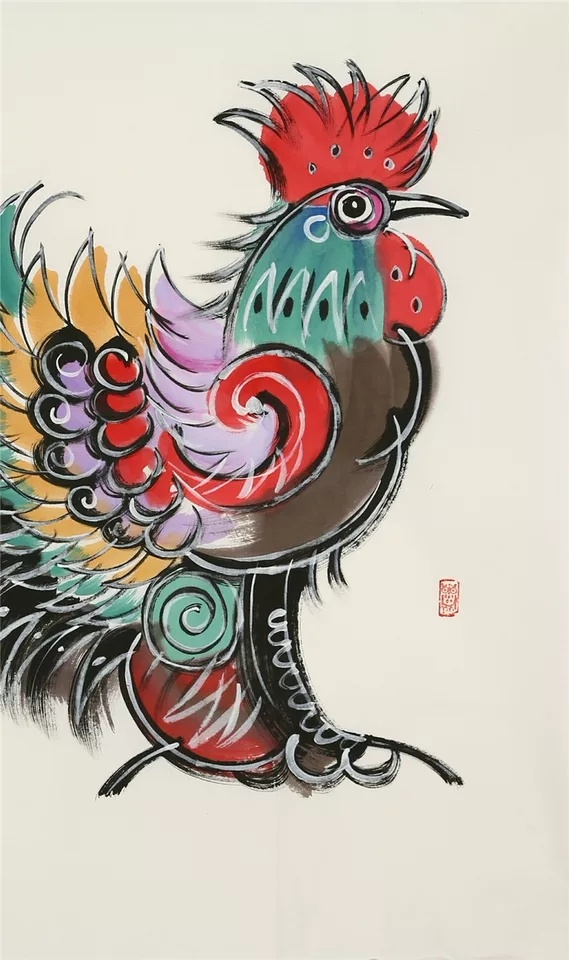 韩美林作品鸡作者作品韩美林作真假_图片_价格_评级-书画篆刻-爱藏网