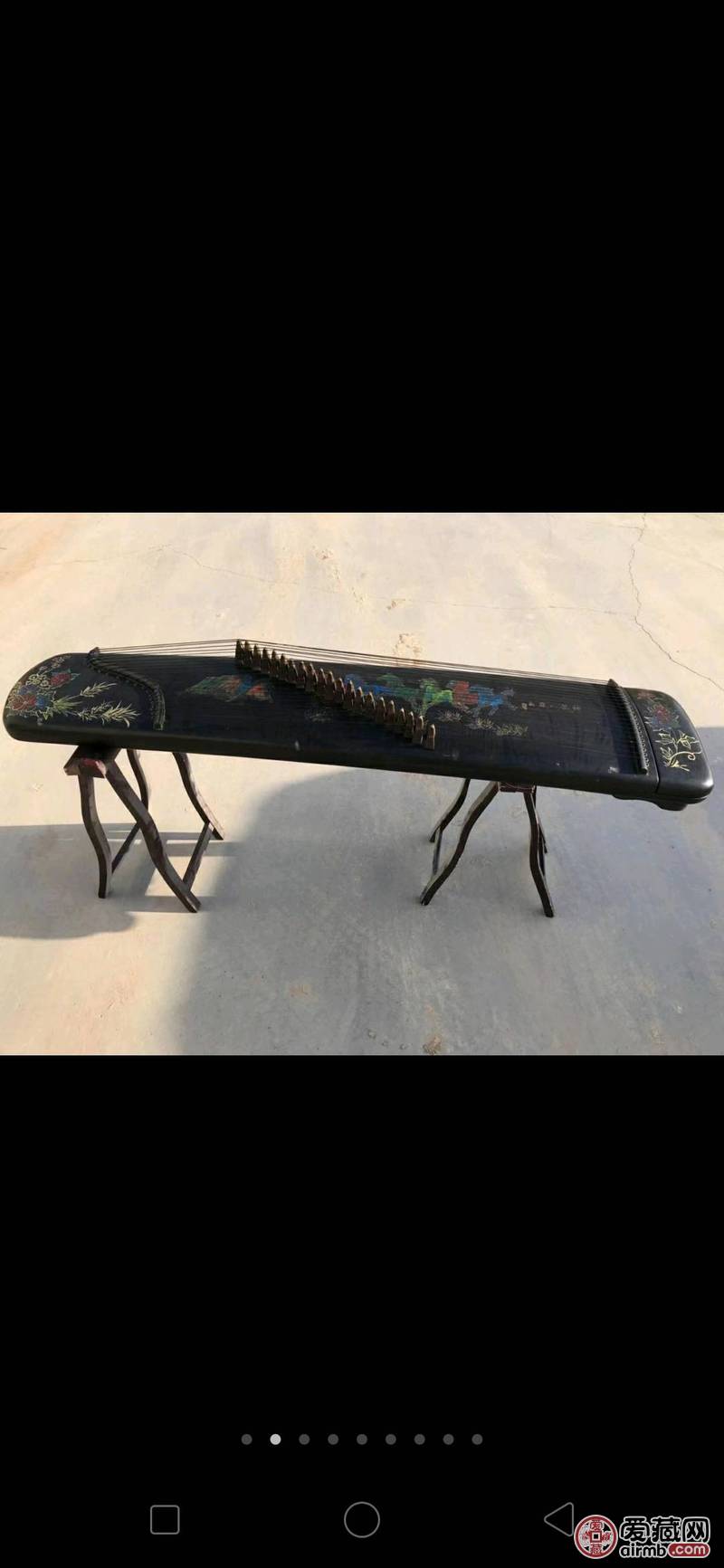 清代 金丝楠木手工绘画大漆描金「神龙八骏图」古筝