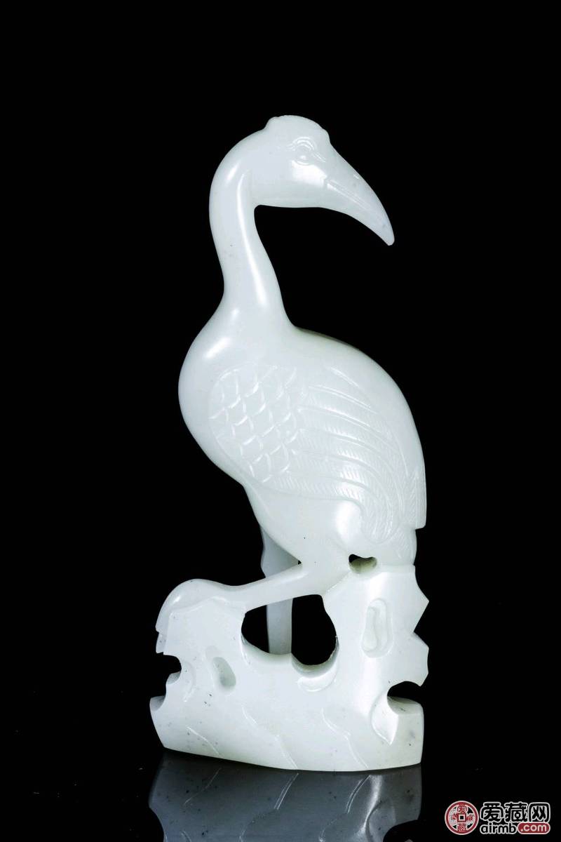 旧藏 和田玉仙鹤