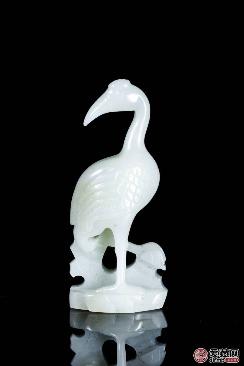 旧藏 和田玉仙鹤