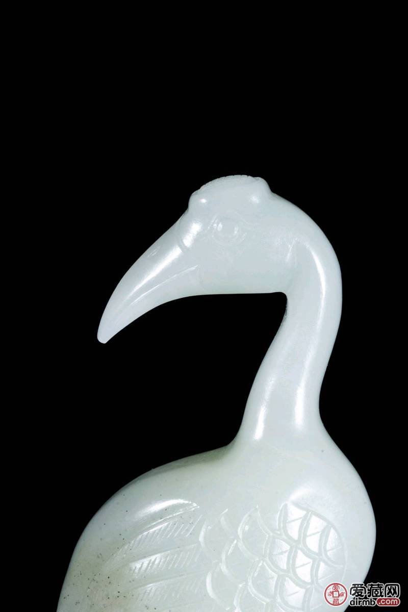 旧藏 和田玉仙鹤