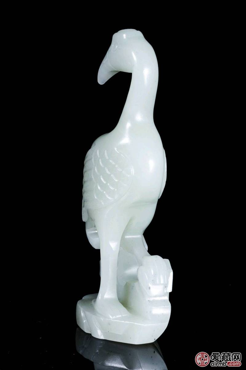 旧藏 和田玉仙鹤