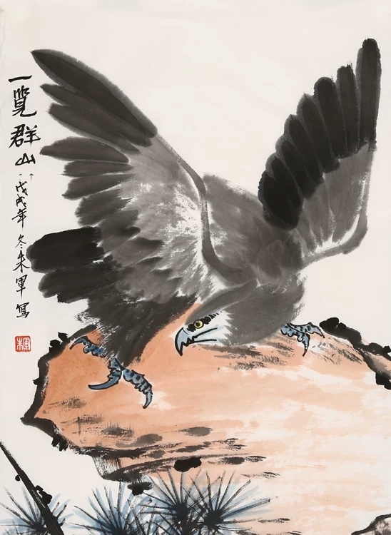 朱军款鹰作品作者朱军作品尺寸99