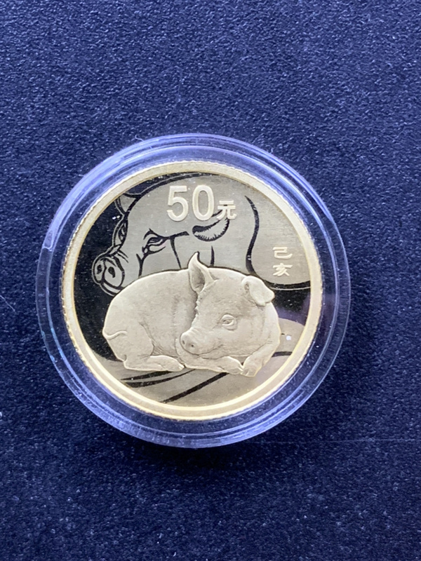 2019年猪年生肖金银猪一对金猪重3克面值5