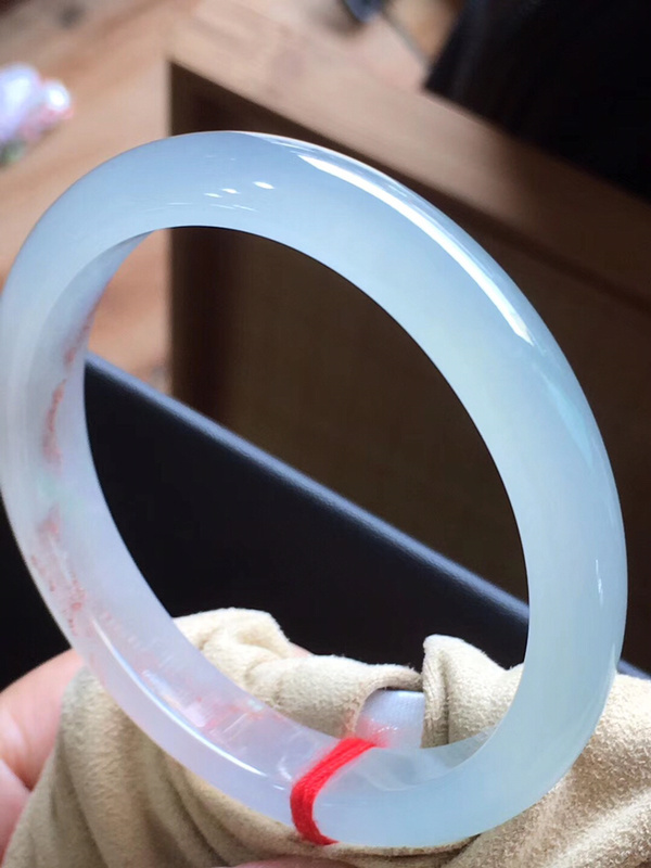 冰透双彩贵妃手镯玫瑰完美种老起胶晶莹剔透