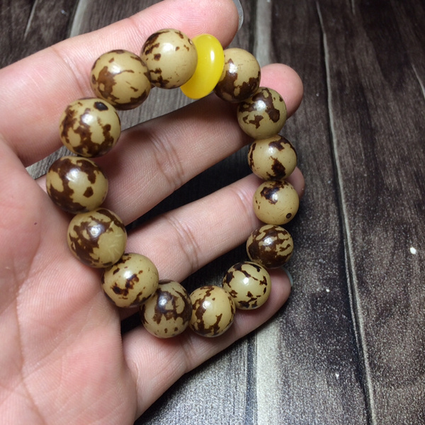 正品菩提根手串,品高色靓,如人如景,整串真假_图