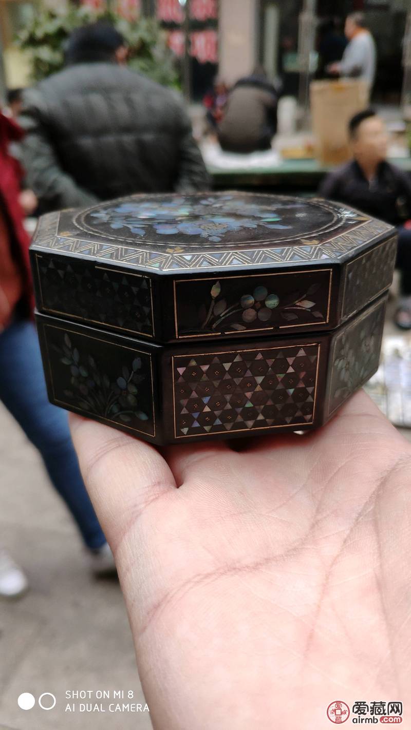 旭华堂藏漆盒,点螺工艺,掐金丝