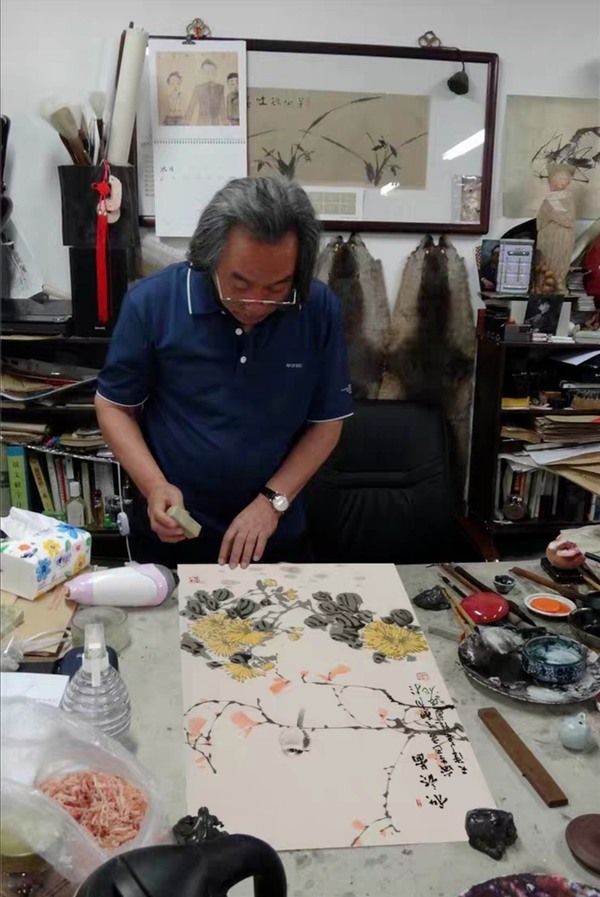 霍春阳国画手绘二尺写意精品花鸟秋韵图名人字画文玩装