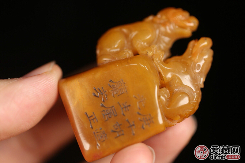 清,老田黄"梅兰芳"款子母瑞兽印章一对,-价格12000元-爱藏一口价-爱藏