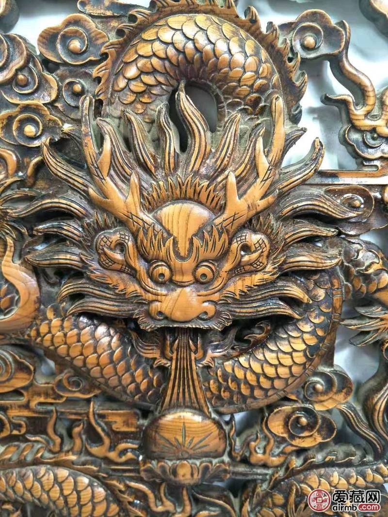 民国时期黄杨木镂空雕刻盘龙