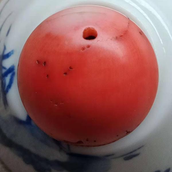 明代时期天然红宝石红珊瑚官帽顶珠子196克拉