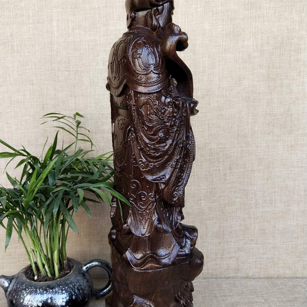 越南沙尘木新款财神爷尺寸30公分