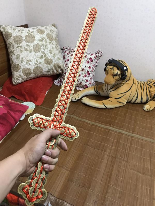 铜钱剑75cm210枚左右工艺品铜钱编制吊坠
