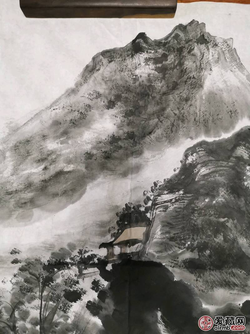 名人名家画家张大石头纯手工手绘画山水画老-价格6889元-爱藏一口价