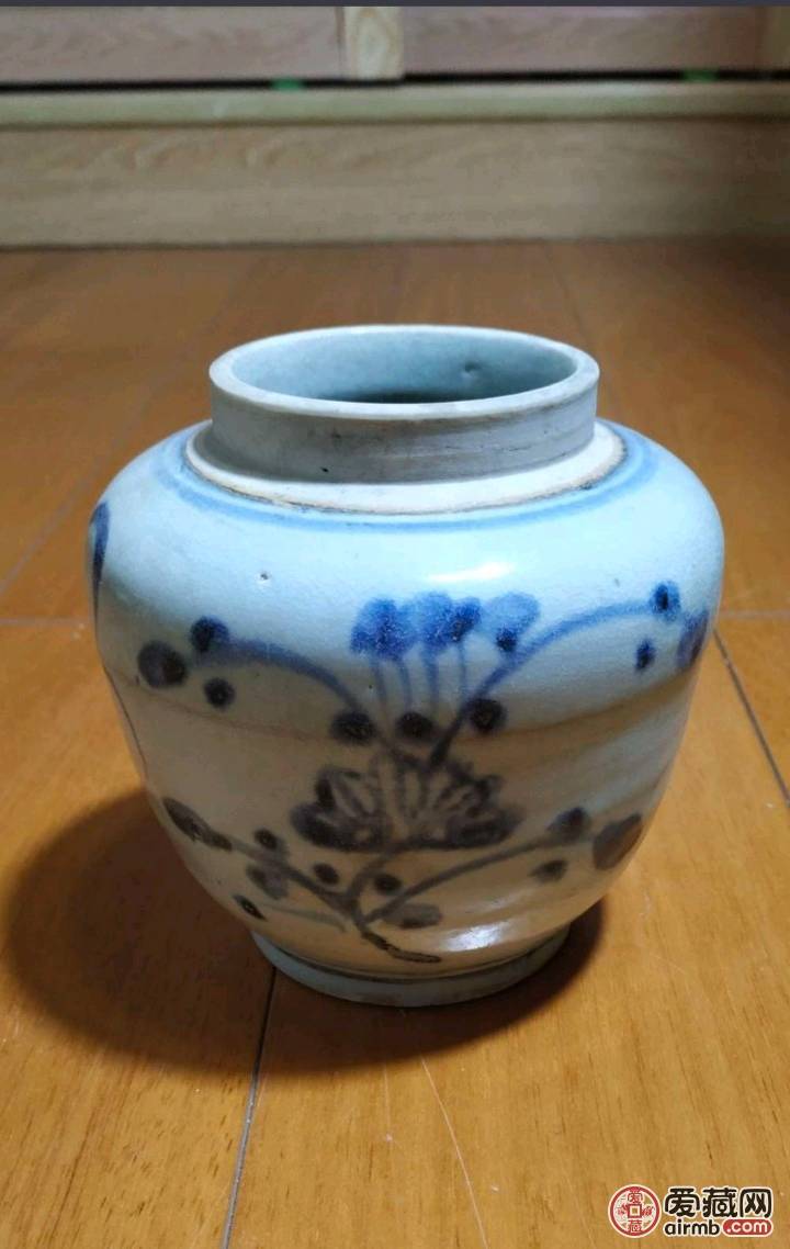 明晚期青花花卉罐全品包老保