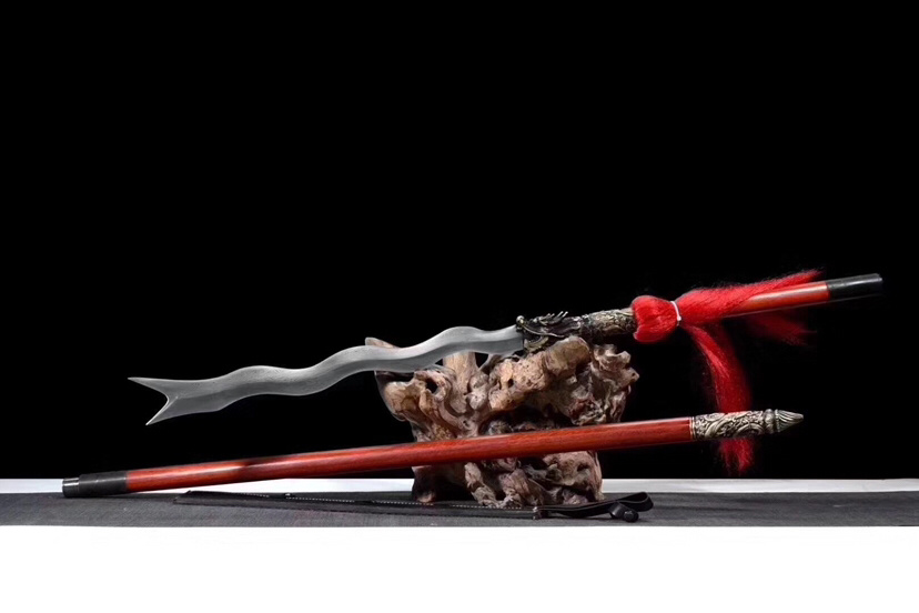 花纹钢丈八蛇矛张飞武器全长208厘米刃长