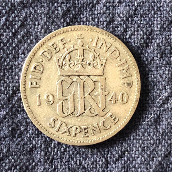 英国早期1940年乔治六世6便士银币品相如图实