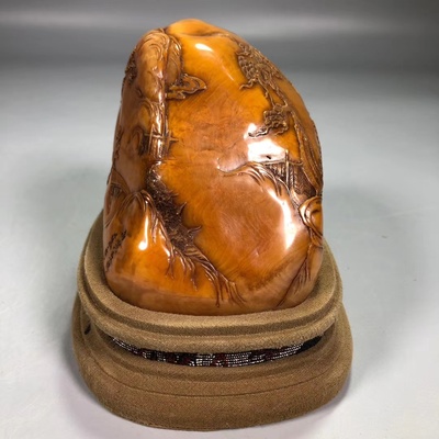 珍藏民国篆刻家叶舟叶为铭代表作寿山石田黄薄意人物故