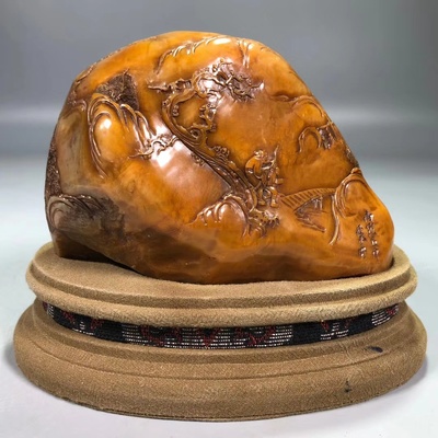 珍藏民国篆刻家叶舟叶为铭代表作寿山石田黄薄意人物故