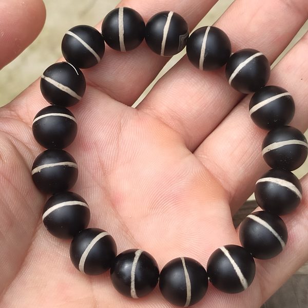 藏传一线药师天珠手串描述整珠咬线清晰