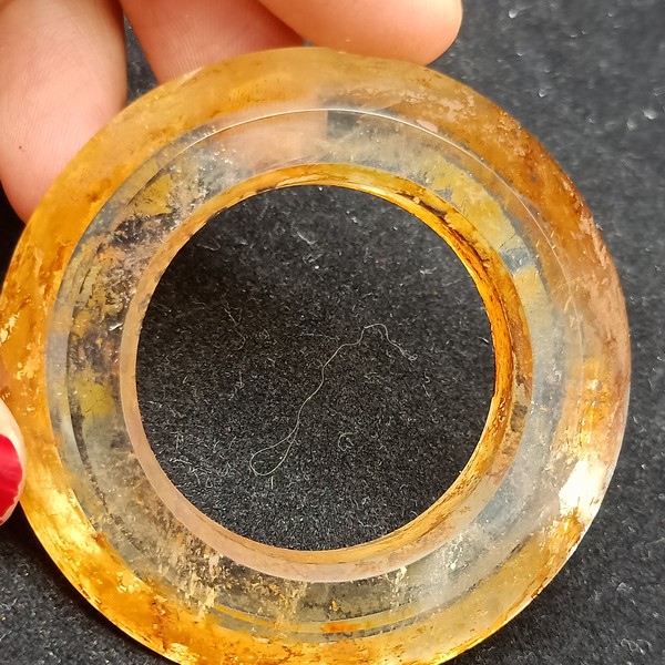 老水晶三才环,里边有棉絮儿,皮壳老道大开门