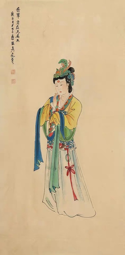 73张大千贵妃醉酒图国画人物工笔画成品纯手绘名家