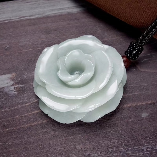 天然翡翠玫瑰花吊坠尺寸4013