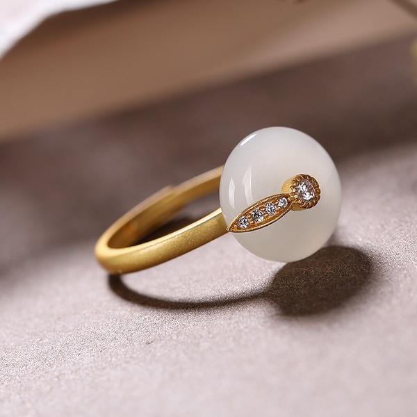 新品和田玉白玉平安扣戒指