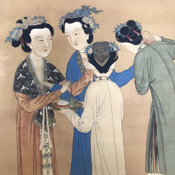 唐寅四美图人物画已装裱字画编号210