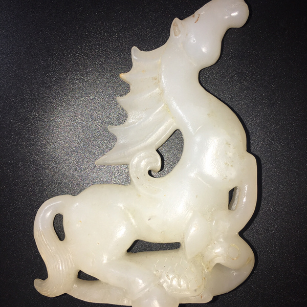 旧藏精品和田玉马踏飞燕玉质白润包浆醇厚雕工精