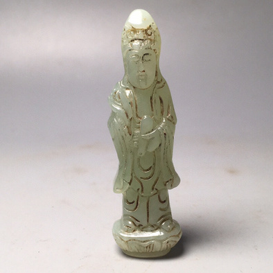 回流清代和田玉玉观音菩萨挂件玉质细腻油性十足