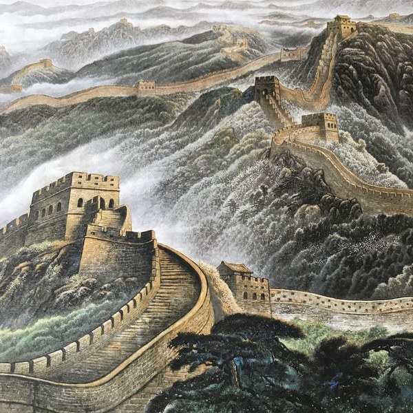 邹玉利万里长城60120名画宣纸复制品微喷画芯山