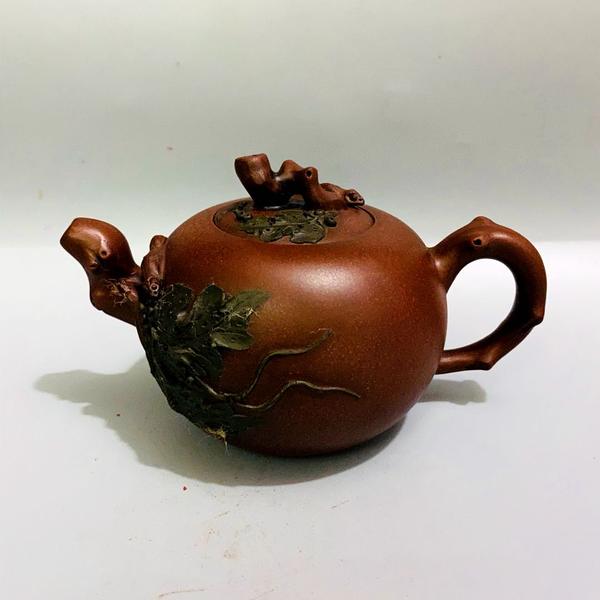 宜兴紫砂原矿紫砂朱可心制松鼠葡萄容量300