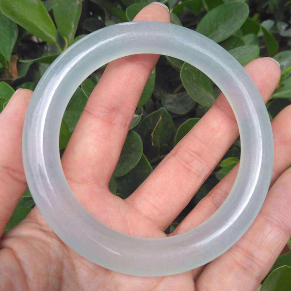 时尚冰透巴山翡翠玉蓝绿玉镯浅蓝色巴山翡翠圆条手镯