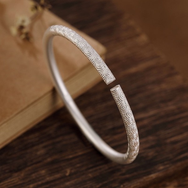 新品传承古法银祥云手镯