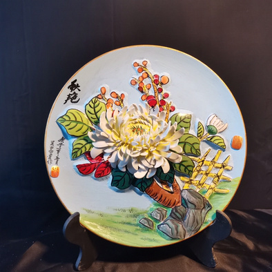 秋艳开花图嵌瓷潮汕大师非遗,纯手价格及鉴定真假 - 私藏天下