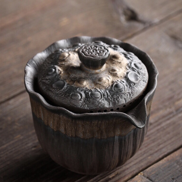 拍品古早烧手工粗陶鎏金铁釉莲香茶壶手抓壶清单