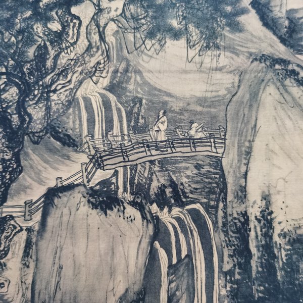 唐寅山路松声图宣纸卷轴挂画宝贝来源民间收