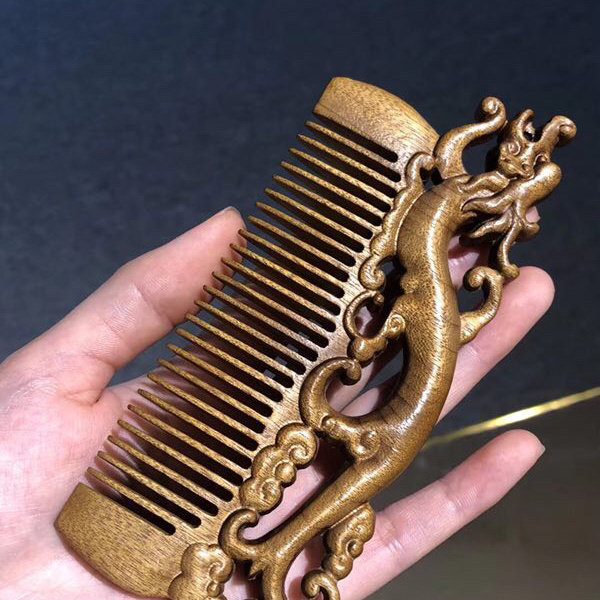 金丝楠木檀木梳子品名龙凤呈祥龙梳