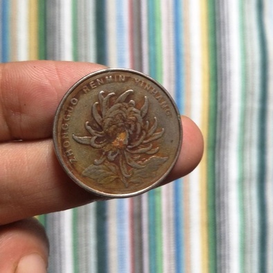 罕见菊花一元包浆币2010年