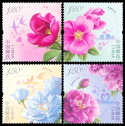 2020-10玫瑰花 邮票1套4枚