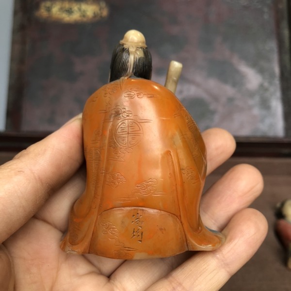 珍藏大清雕刻家尚均代表作寿山芙蓉石手工雕刻彩绘八仙