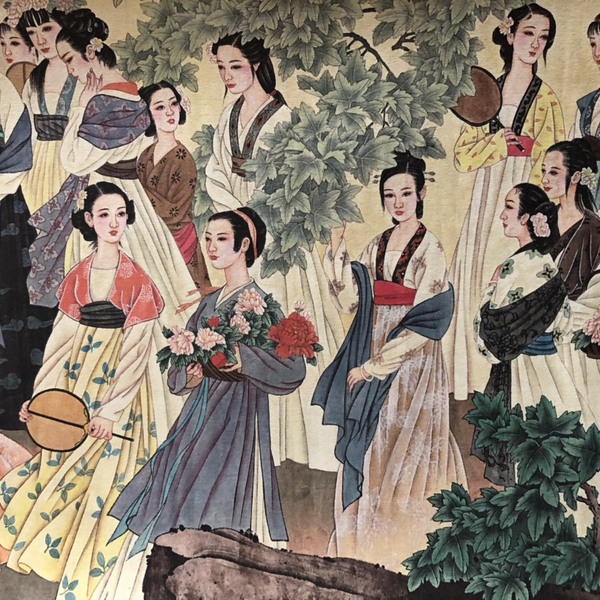 小卷张大千二十四美图,长卷手卷画,总长约33