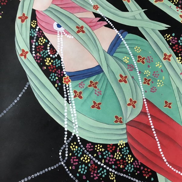 张大千飞天仕女图手绘画已装裱编号804