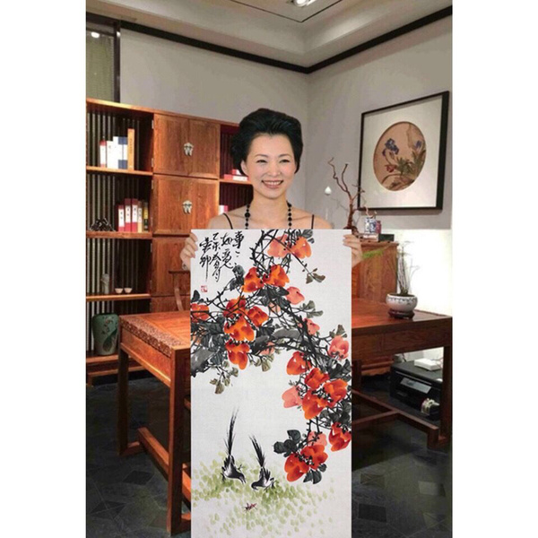 主持人董卿三尺精品手绘国画花鸟作品客厅装饰画收藏品