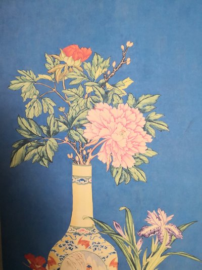 朗世宁 花瓶k110四尺中堂画 实物拍摄 
材质