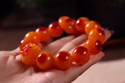 特价收藏级霸气款稀有物件原红鸟头圆珠手链搭