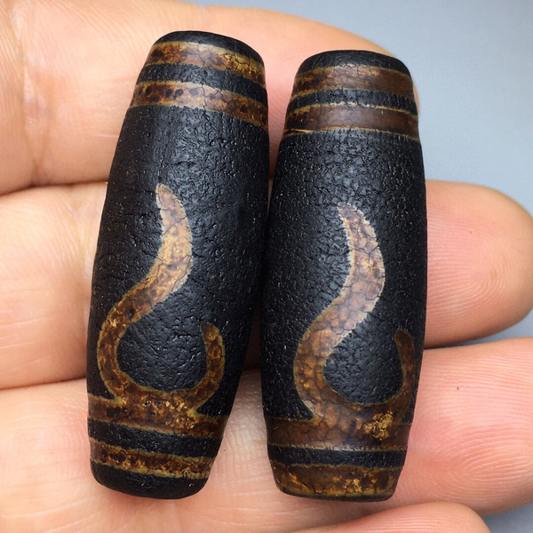 藏传如意老天珠一对尺寸385149左右