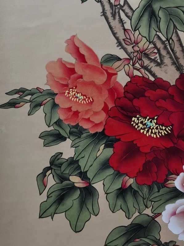 n 老画新裱精品大四尺中堂画,于非阁牡丹画